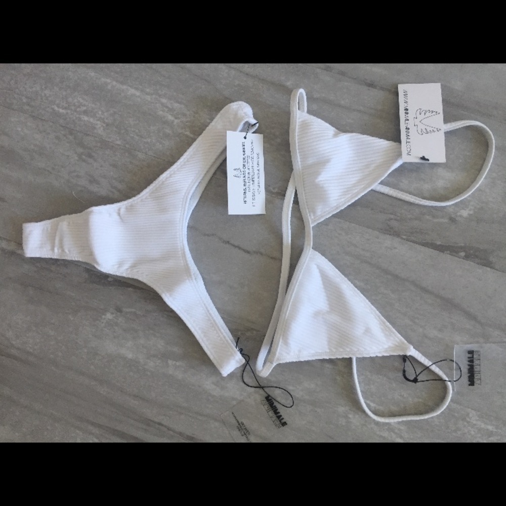 MINIMALE ANIMALE WHITE RIBBED BIKINI